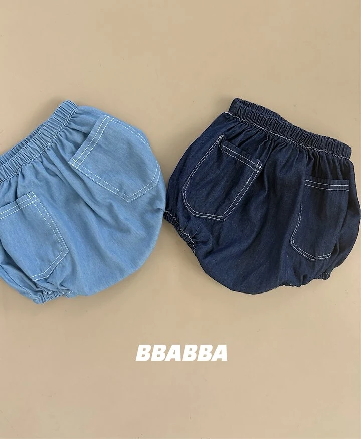 Bbabba - Korean Baby Fashion - #babyootd - Summer Stitch Denim Bloomers - 2