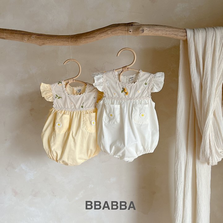 Bbabba - Korean Baby Fashion - #babyoutfit - Flower Wing Embroidered Suit - 2