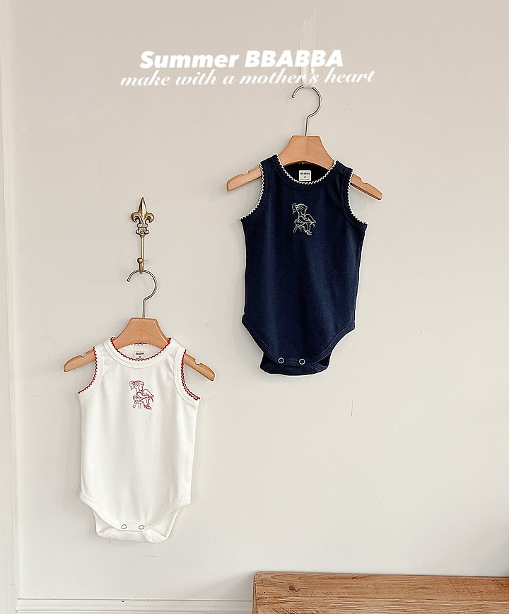 Bbabba - Korean Baby Fashion - #babyoutfit - Lulu Embroidered Sleeveless Suit - 2
