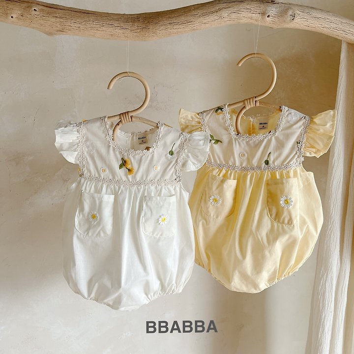 Bbabba - Korean Baby Fashion - #babywear - Flower Wing Embroidered Suit - 3