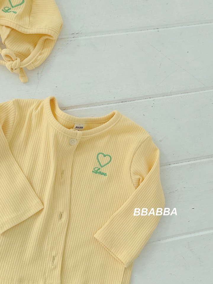 Bbabba - Korean Baby Fashion - #babywear - Love Embroidered Ribbed Set (set of 3) - 8