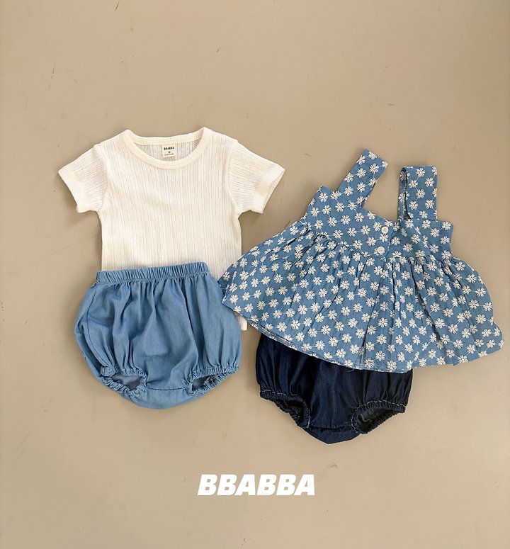Bbabba - Korean Baby Fashion - #onlinebabyboutique - Summer Stitch Denim Bloomers - 6