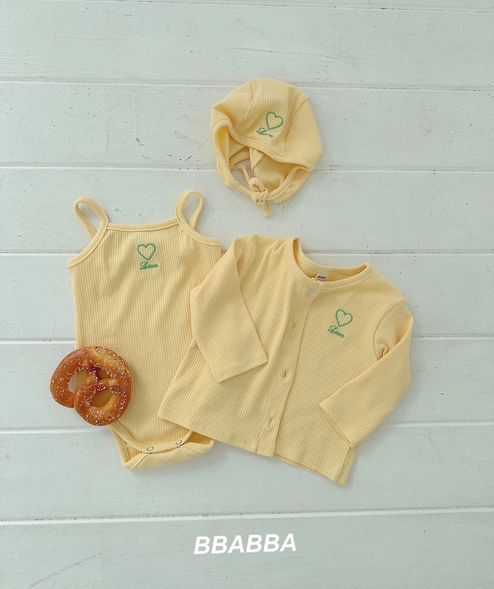 Bbabba - Korean Baby Fashion - #onlinebabyboutique - Love Embroidered Ribbed Set (set of 3) - 9