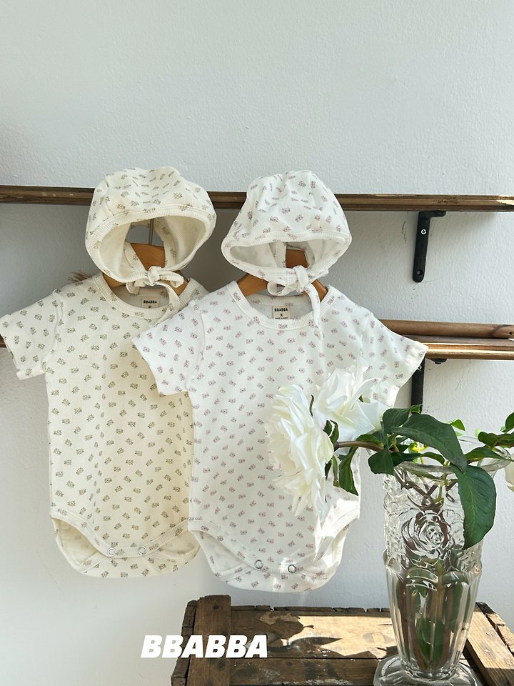 Bbabba - Korean Baby Fashion - #onlinebabyshop - Fiore Floral Suit (Bonnet Set) - 2