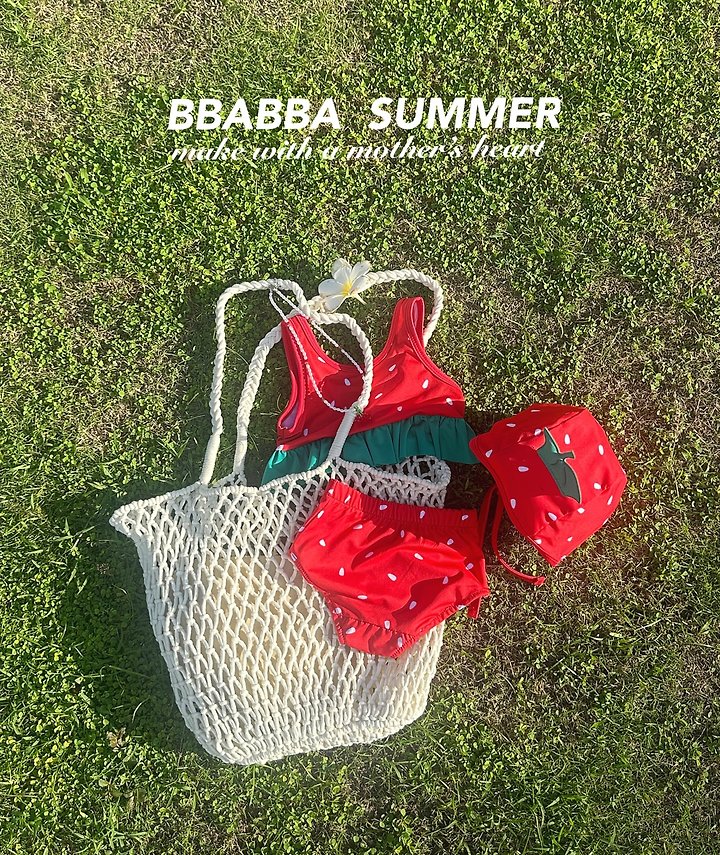 Bbabba - Korean Baby Fashion - #smilingbaby - Strawberry Bikini (set of 3)