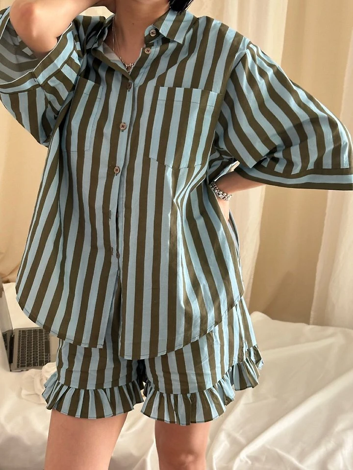 Chavi - Korean Women Fashion - #romanticstyle - Dindin Stripe Shirt - 11
