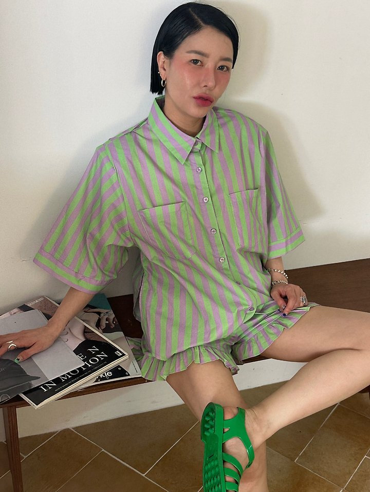 Chavi - Korean Women Fashion - #thatsdarling - Dindin Stripe Frill Pants - 12