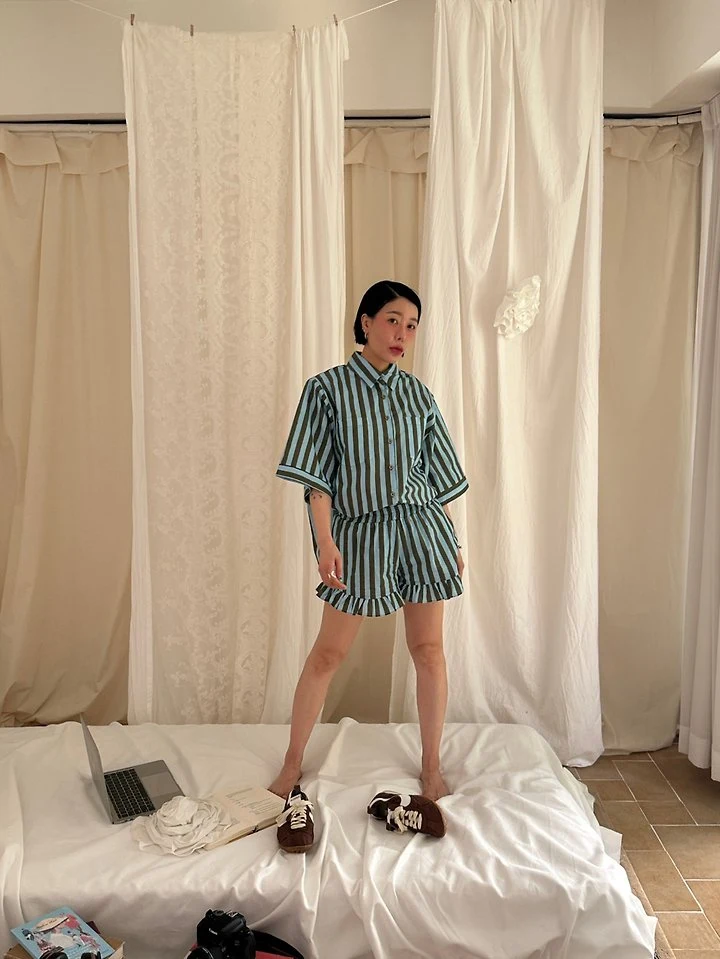 Chavi - Korean Women Fashion - #vintagekidsstyle - Dindin Stripe Shirt - 8