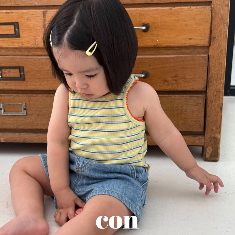 Con - Korean Baby Fashion - #babyboutique - Pincot Sleeveless Top (Yellow Stripe) - 3