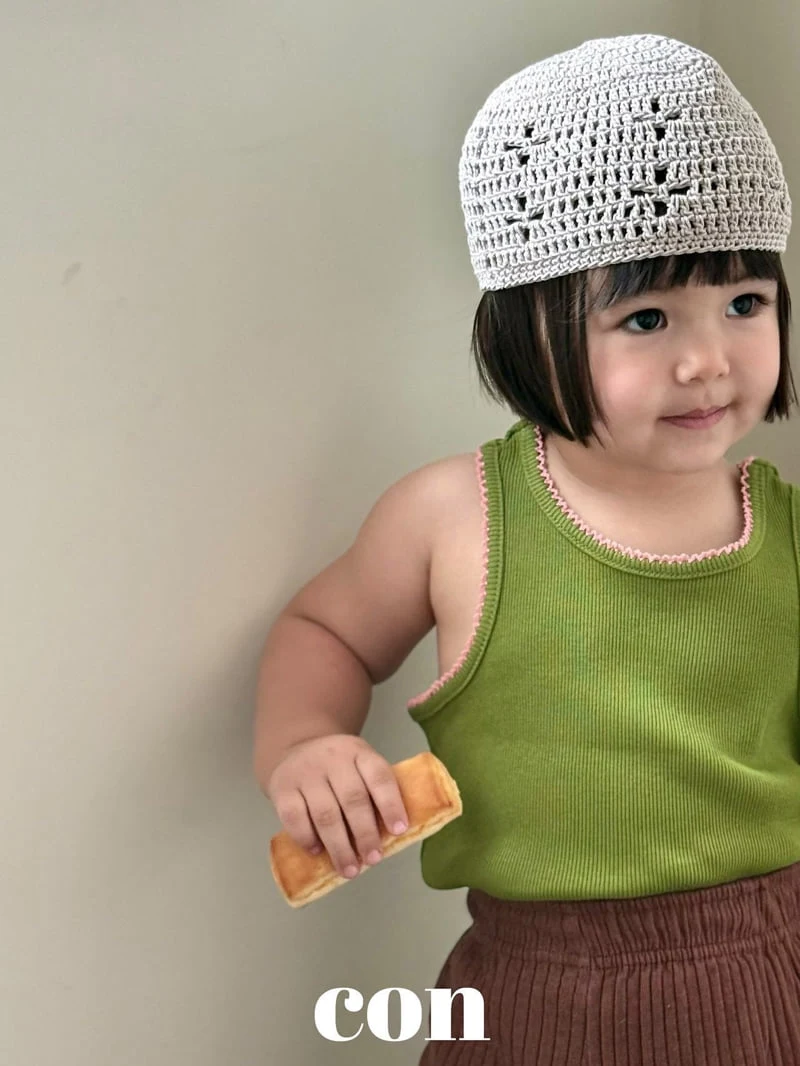 Con - Korean Baby Fashion - #babyboutique - Pincot Sleeveless Top (Green & Burgundy) - 2