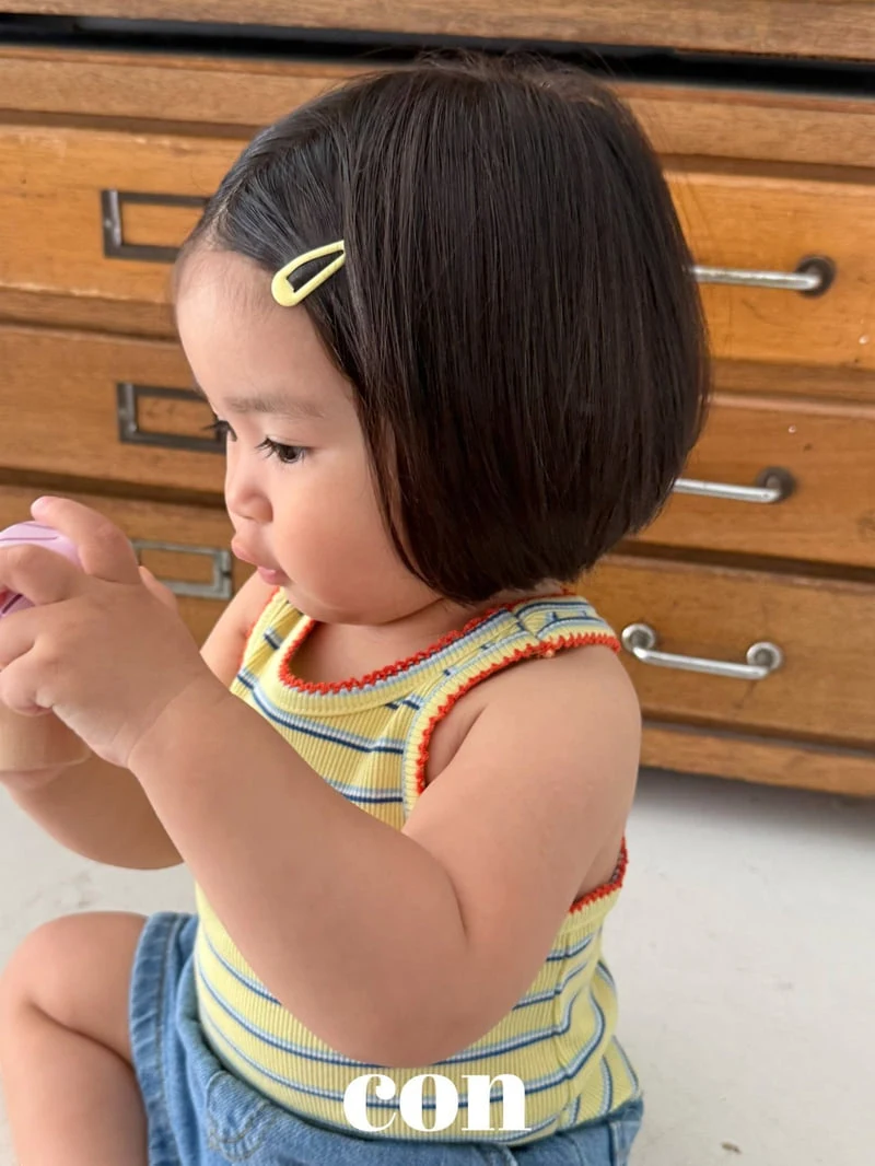 Con - Korean Baby Fashion - #babyclothing - Pincot Sleeveless Top (Yellow Stripe) - 5