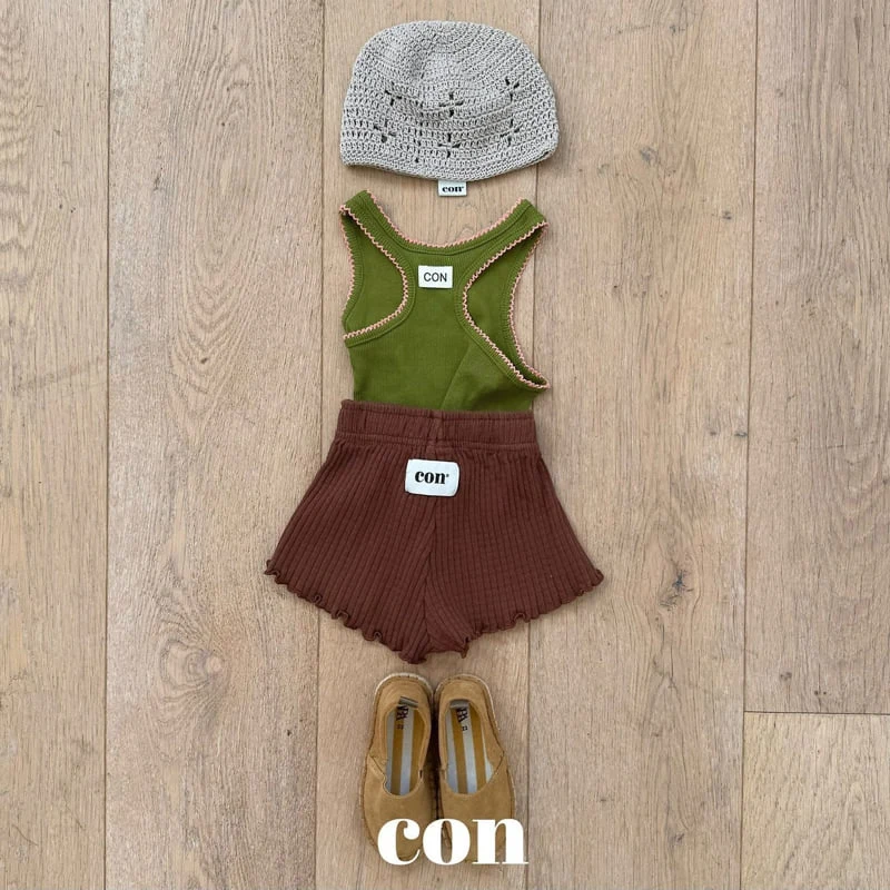 Con - Korean Baby Fashion - #babyfever - Pincot Sleeveless Top (Green & Burgundy) - 6