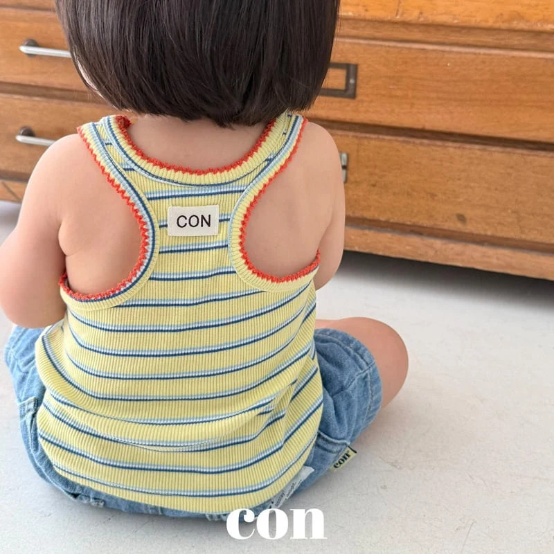 Con - Korean Baby Fashion - #babygirlfashion - Pincot Sleeveless Top (Yellow Stripe) - 8