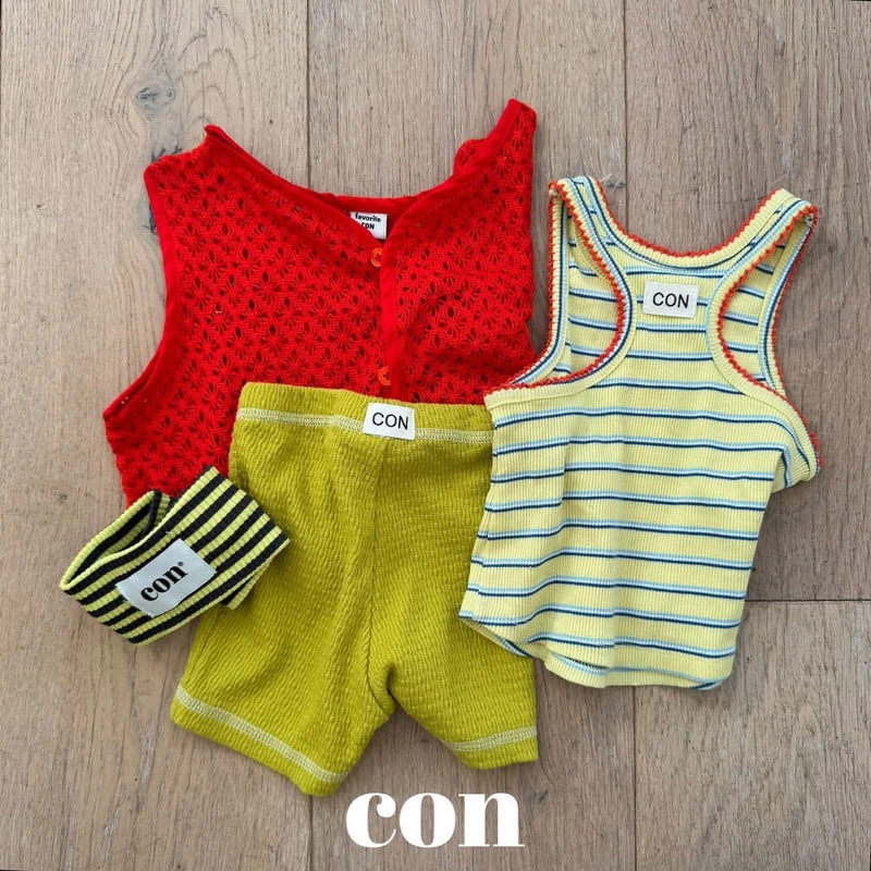 Con - Korean Baby Fashion - #babyootd - Pincot Sleeveless Top (Yellow Stripe) - 11