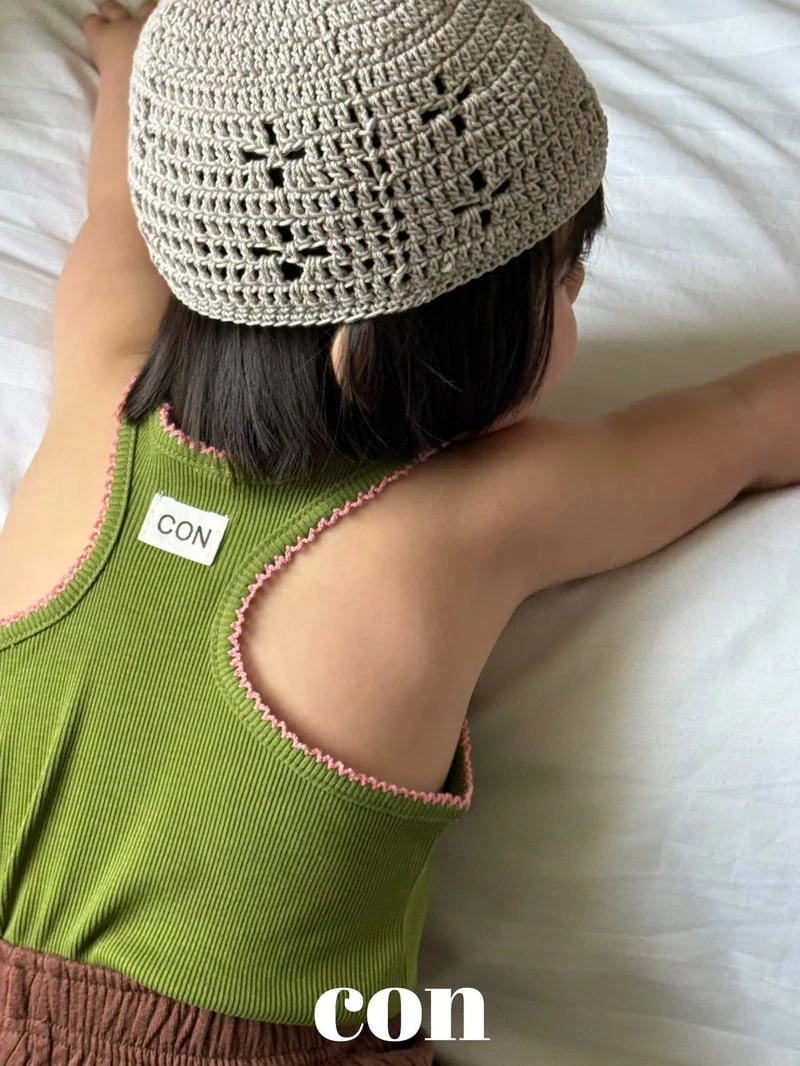 Con - Korean Baby Fashion - #smilingbaby - Pincot Sleeveless Top (Green & Burgundy)