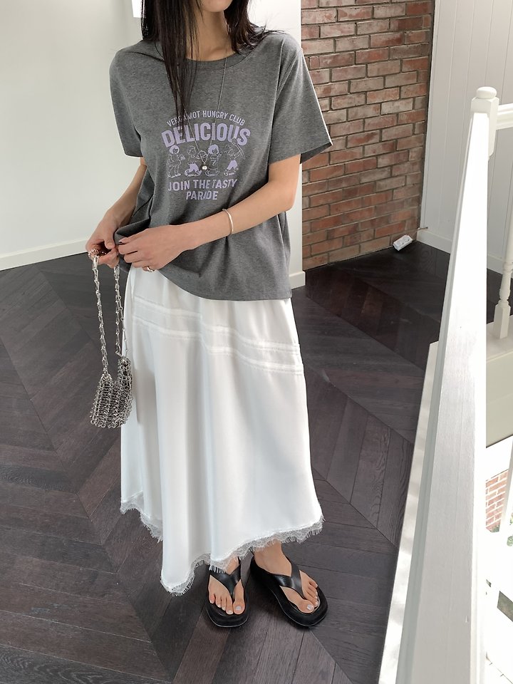 Cranae - Korean Women Fashion - #momslook - Diagonal Lace Skirt - 11