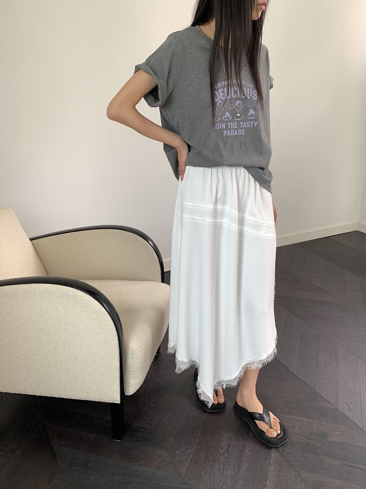 Cranae - Korean Women Fashion - #momslook - Diagonal Lace Skirt - 5