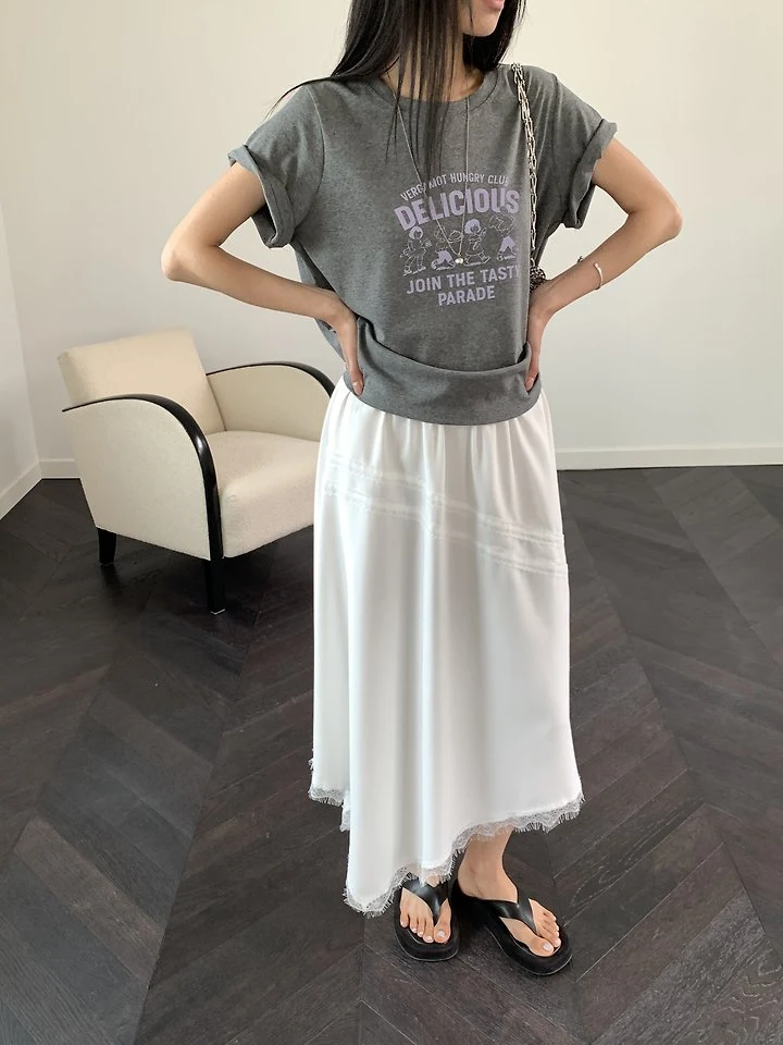 Cranae - Korean Women Fashion - #momslook - Diagonal Lace Skirt - 9