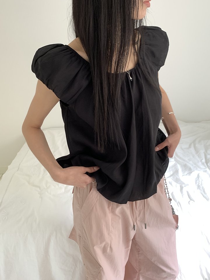 Cranae - Korean Women Fashion - #momslook - Shirred Puff Blouse - 11