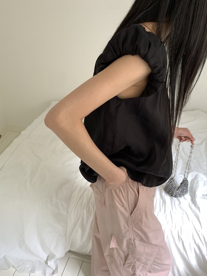 Cranae - Korean Women Fashion - #momslook - Shirred Puff Blouse - 12