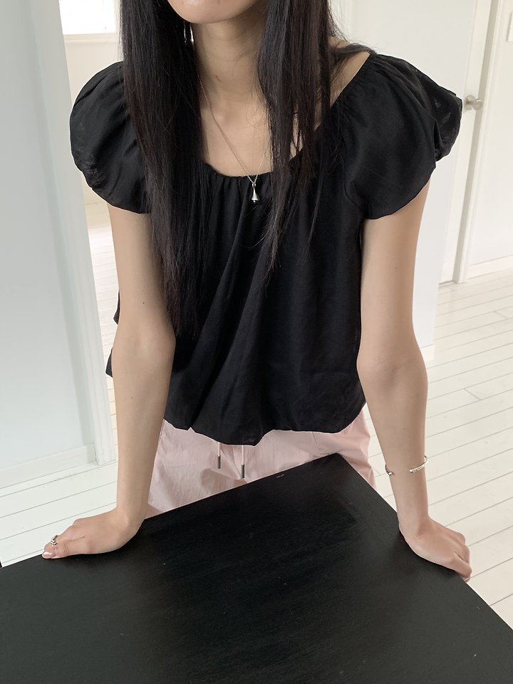 Cranae - Korean Women Fashion - #momslook - Shirred Puff Blouse - 5