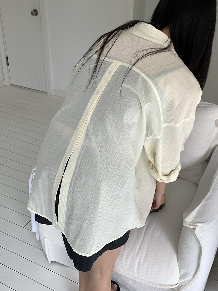 Cranae - Korean Women Fashion - #momslook - Sheer Summer Shirt - 10