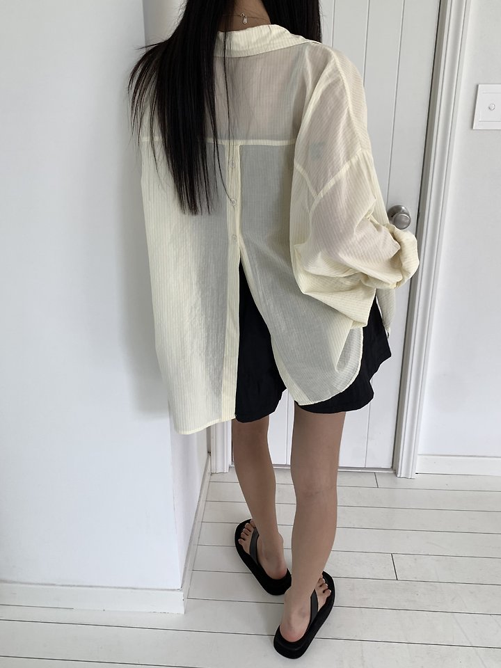 Cranae - Korean Women Fashion - #momslook - Sheer Summer Shirt - 11