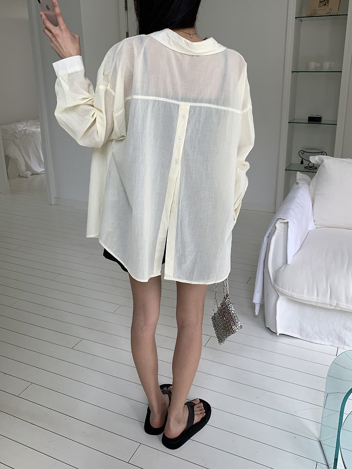 Cranae - Korean Women Fashion - #momslook - Sheer Summer Shirt - 3