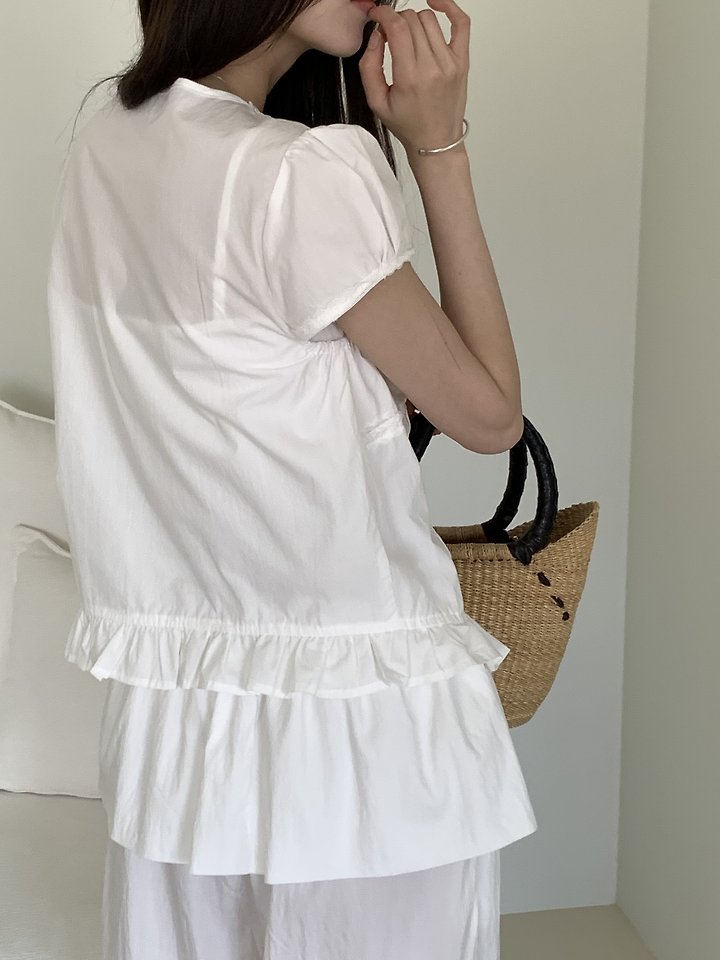 Cranae - Korean Women Fashion - #momslook - Dart Frill Blouse - 5