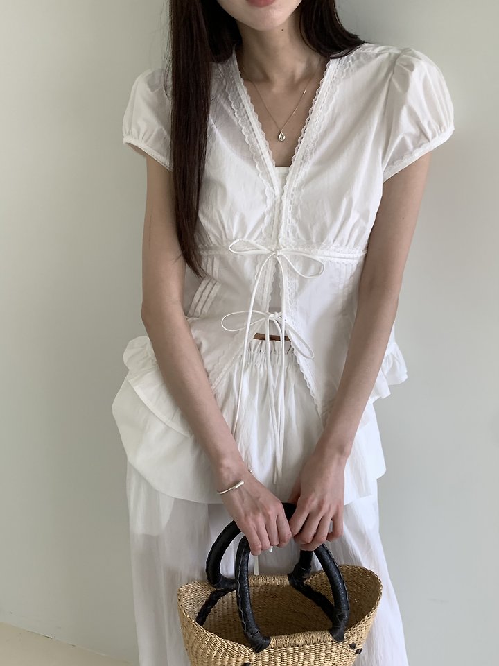 Cranae - Korean Women Fashion - #momslook - Dart Frill Blouse - 7