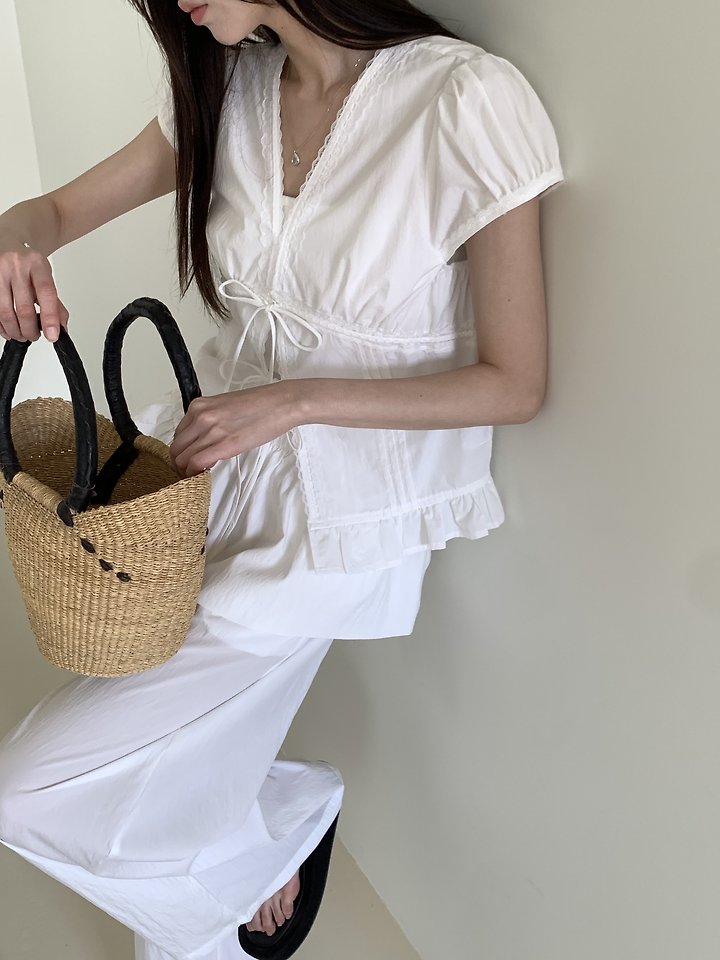 Cranae - Korean Women Fashion - #momslook - Dart Frill Blouse - 8