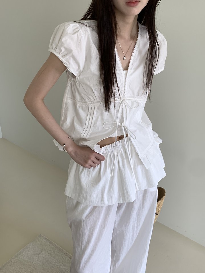 Cranae - Korean Women Fashion - #momslook - Dart Frill Blouse - 9
