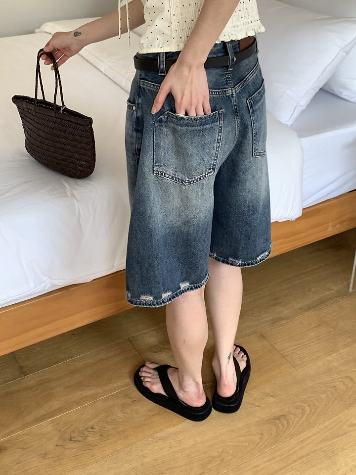 Cranae - Korean Women Fashion - #womensfashion - Reese Denim Shorts - 4