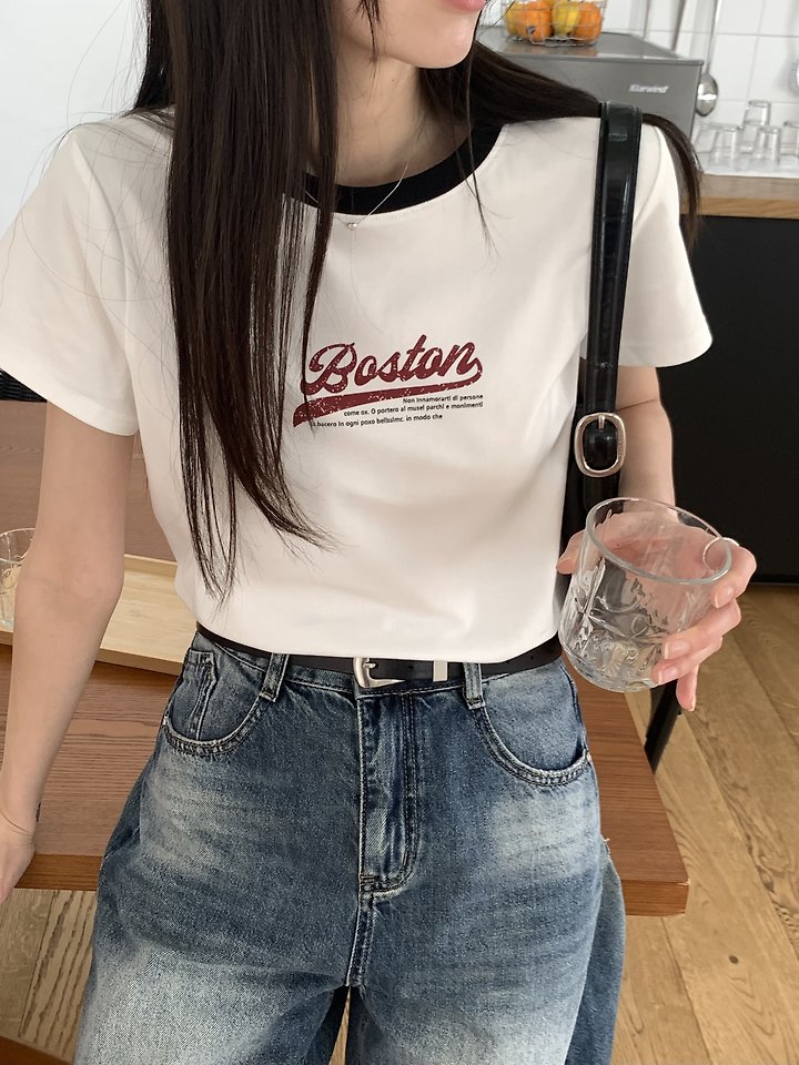 Cranae - Korean Women Fashion - #momslook - Boston Crop Tee - 2