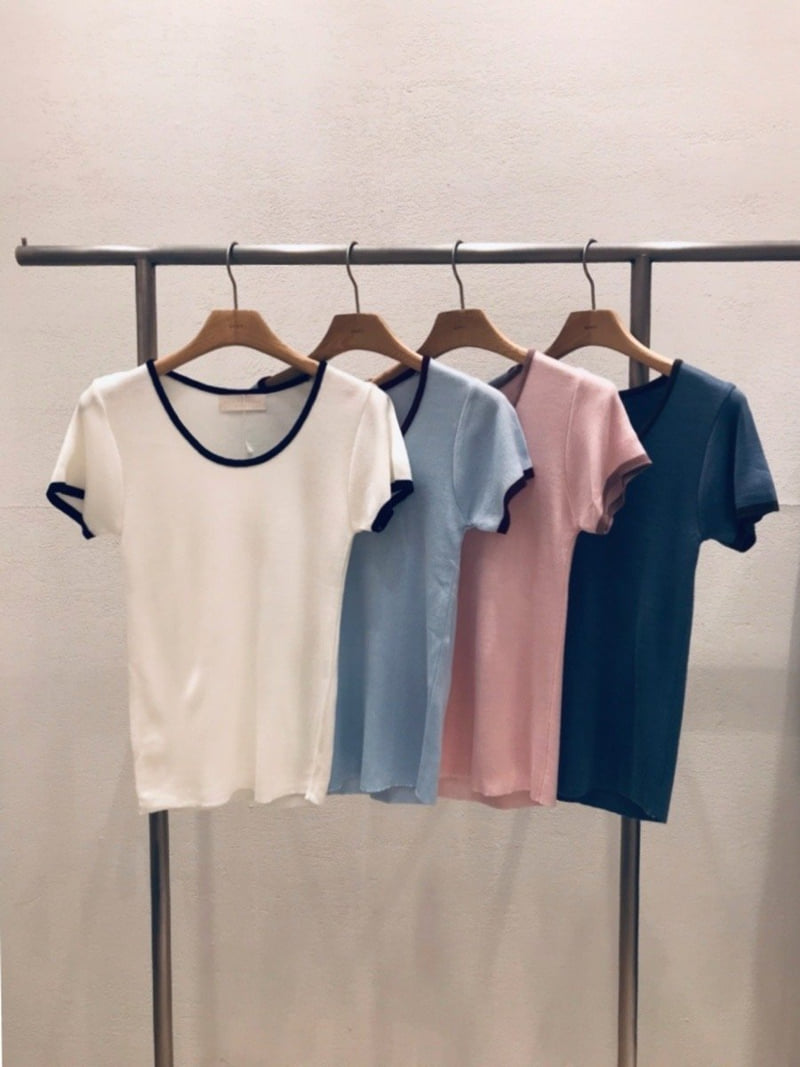 Cranae - Korean Women Fashion - #momslook - Lune Contrast Slim-Fit Knit Top