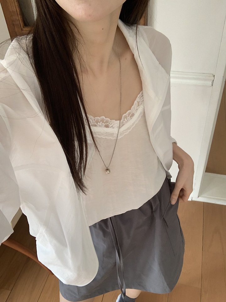 Cranae - Korean Women Fashion - #momslook - Sealing Lace Strap Top - 10
