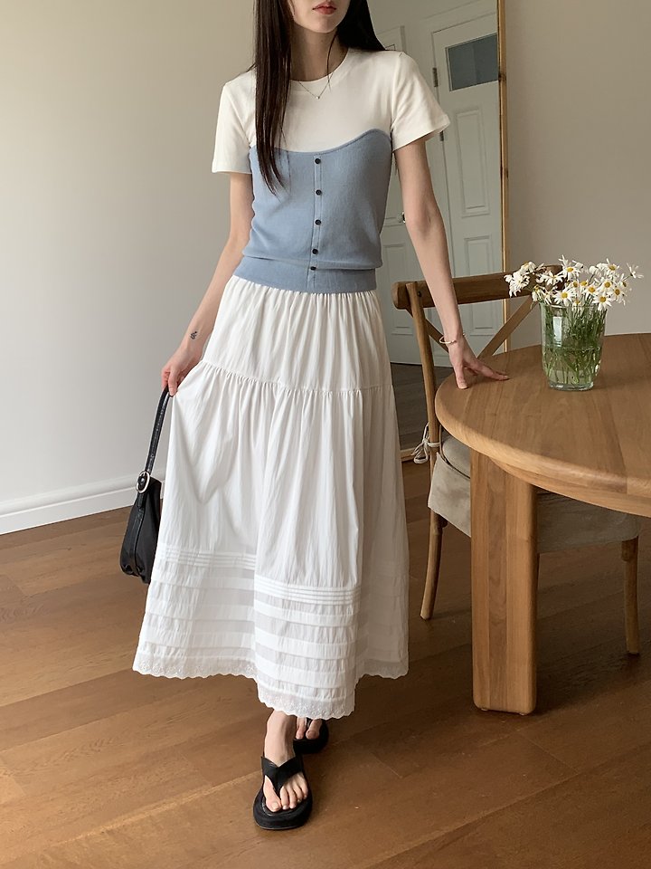 Cranae - Korean Women Fashion - #momslook - Dear Long Banded Skirt - 7