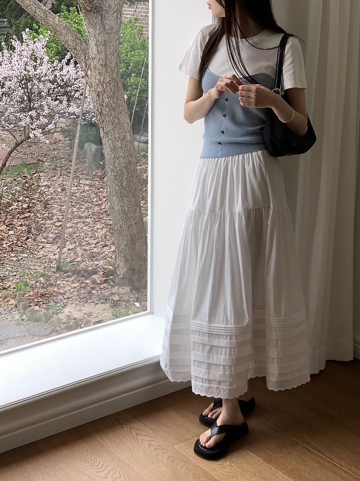 Cranae - Korean Women Fashion - #momslook - Dear Long Banded Skirt - 9
