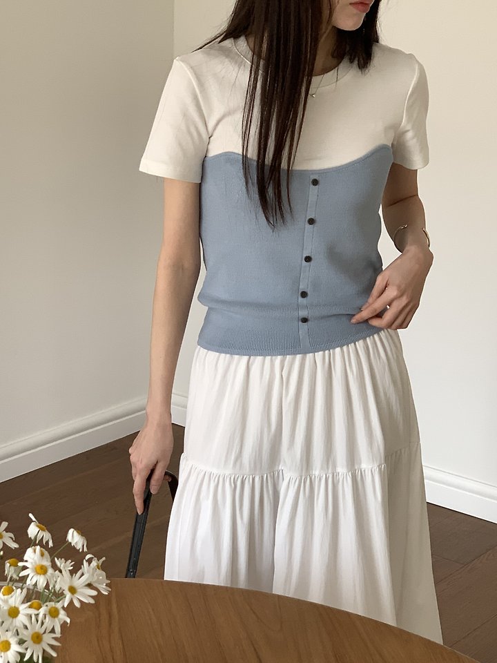 Cranae - Korean Women Fashion - #momslook - Bow Contrast Knit Top - 10