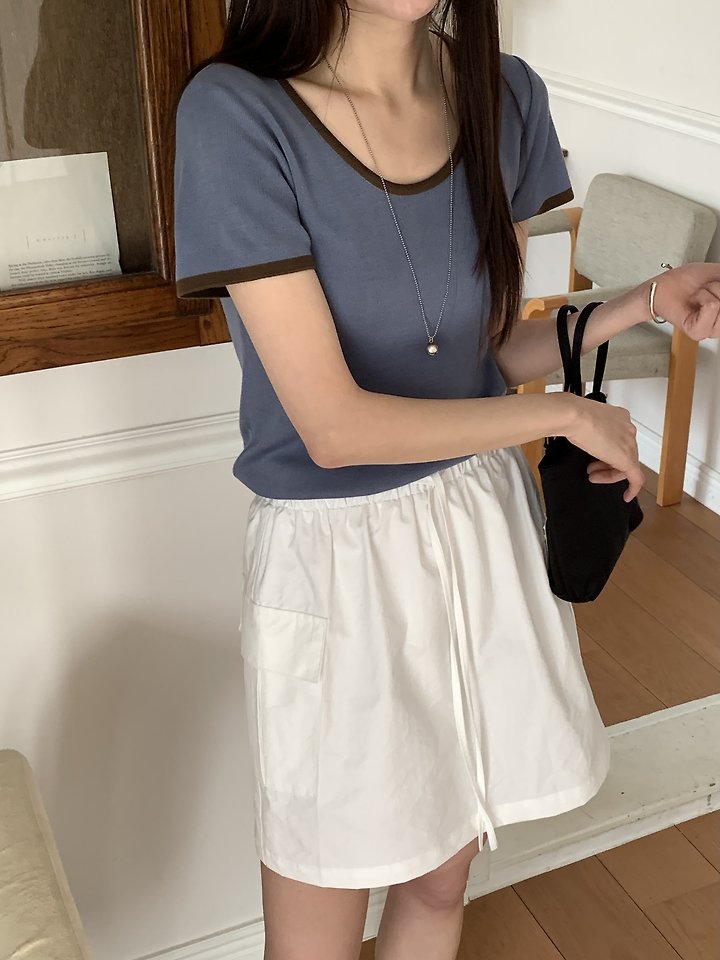 Cranae - Korean Women Fashion - #pursuepretty - Lune Contrast Slim-Fit Knit Top - 6
