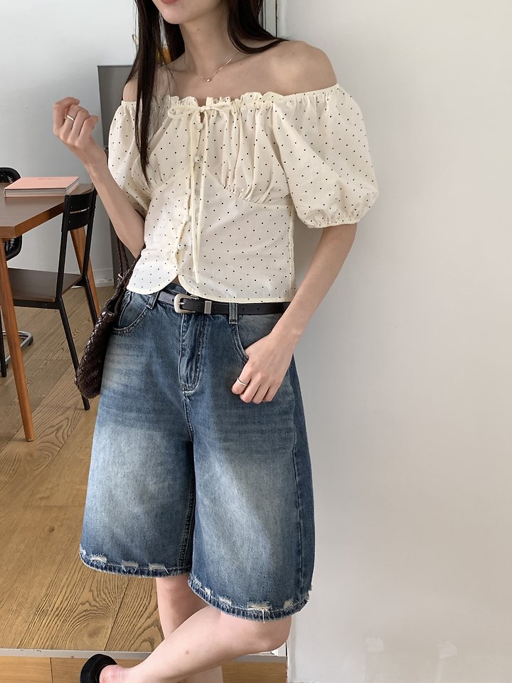 Cranae - Korean Women Fashion - #romanticstyle - Reese Denim Shorts - 12