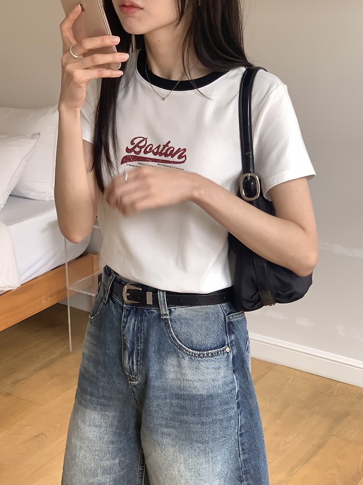 Cranae - Korean Women Fashion - #romanticstyle - Boston Crop Tee - 9