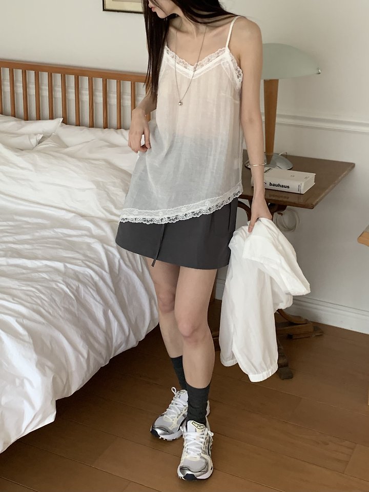 Cranae - Korean Women Fashion - #thatsdarling - Sealing Lace Strap Top - 8