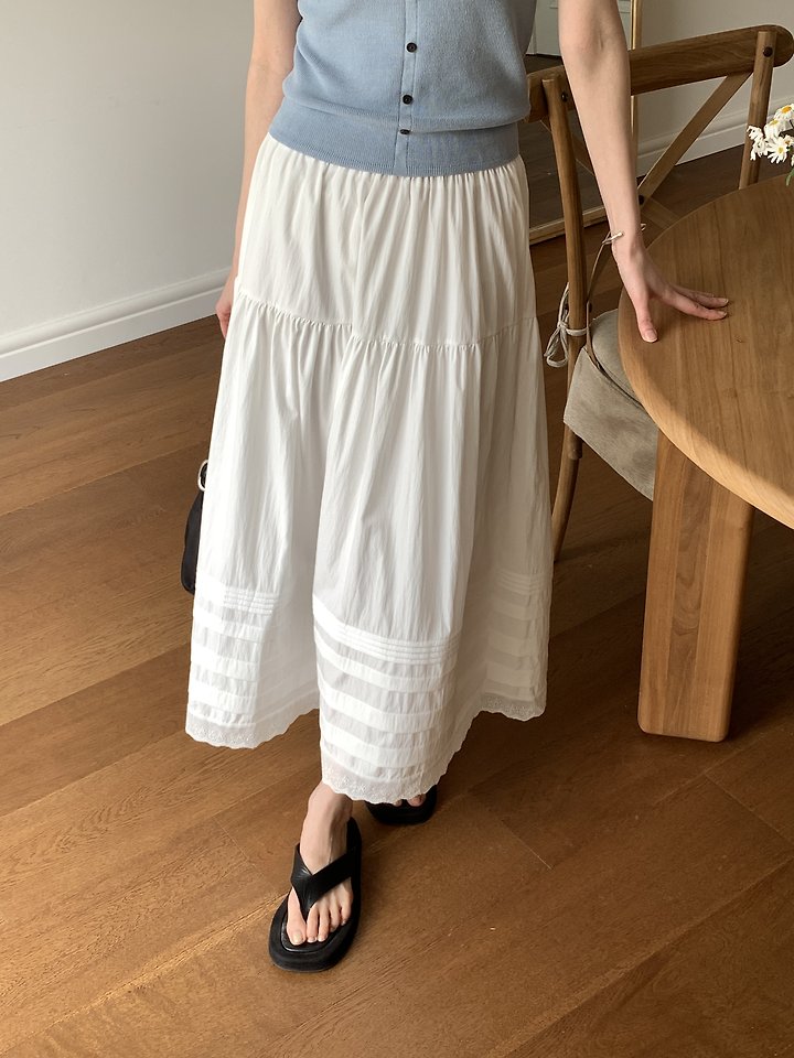Cranae - Korean Women Fashion - #thatsdarling - Dear Long Banded Skirt - 5