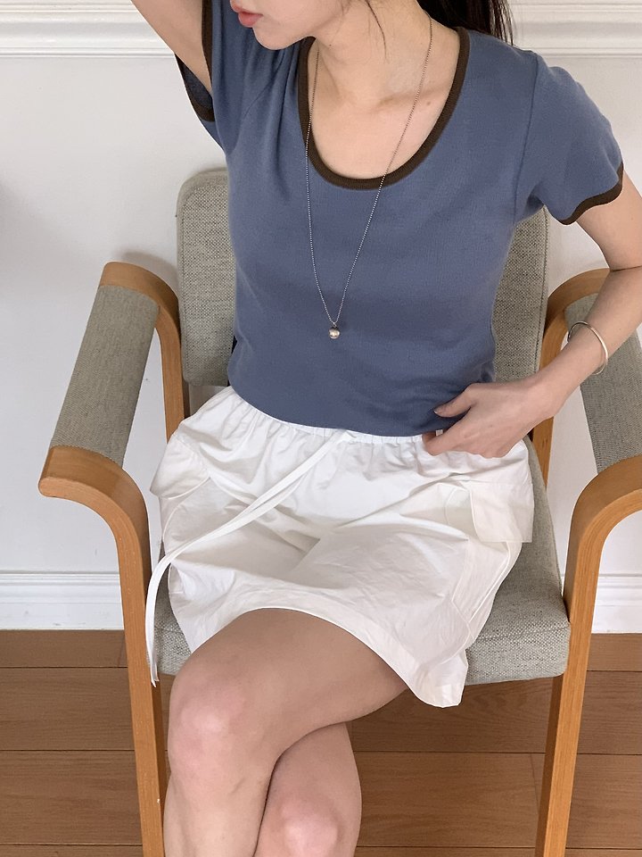 Cranae - Korean Women Fashion - #thelittlethings - Lune Contrast Slim-Fit Knit Top - 11