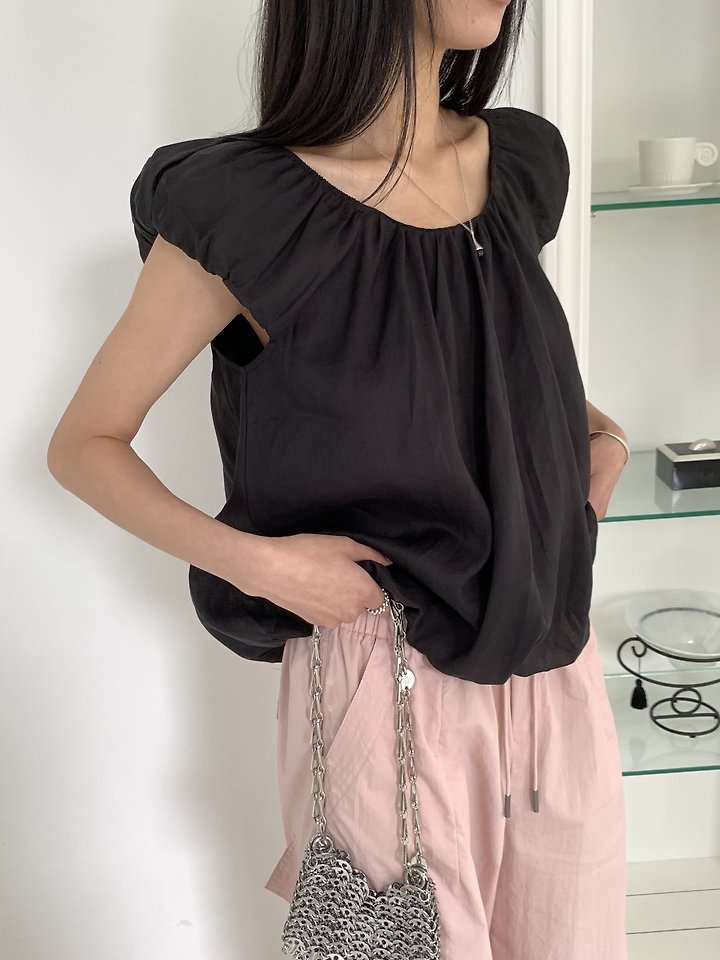 Cranae - Korean Women Fashion - #womensfashion - Shirred Puff Blouse - 2
