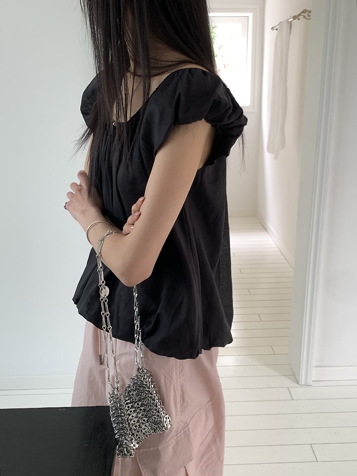 Cranae - Korean Women Fashion - #womensfashion - Shirred Puff Blouse - 6