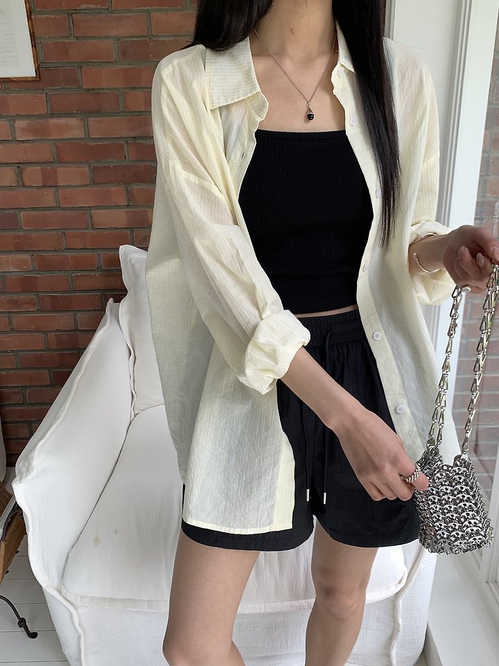 Cranae - Korean Women Fashion - #womensfashion - Sheer Summer Shirt - 12