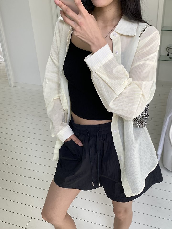 Cranae - Korean Women Fashion - #womensfashion - Sheer Summer Shirt - 2