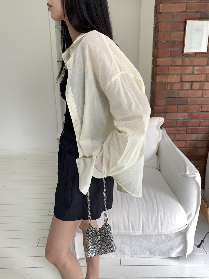 Cranae - Korean Women Fashion - #womensfashion - Sheer Summer Shirt - 6